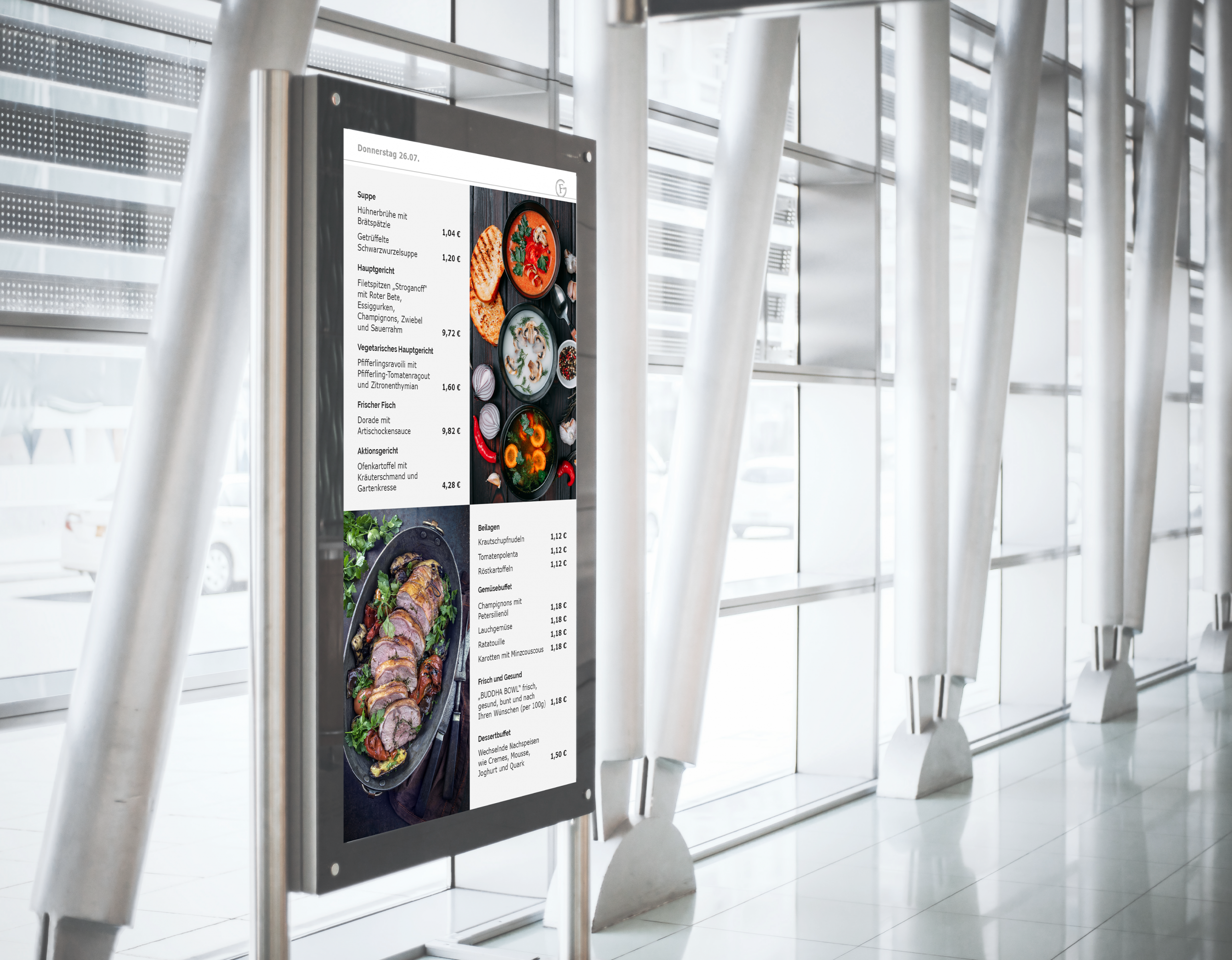 kamasys Beispiel für Digital Signage am Eingang