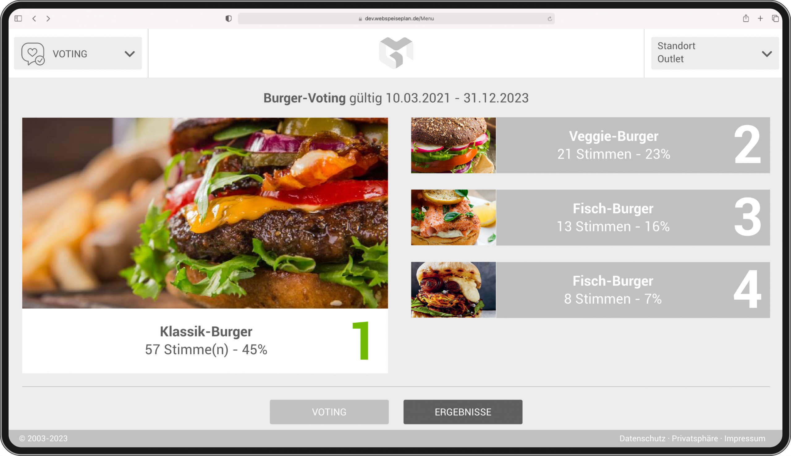 kamasys Webspeiseplan Voting