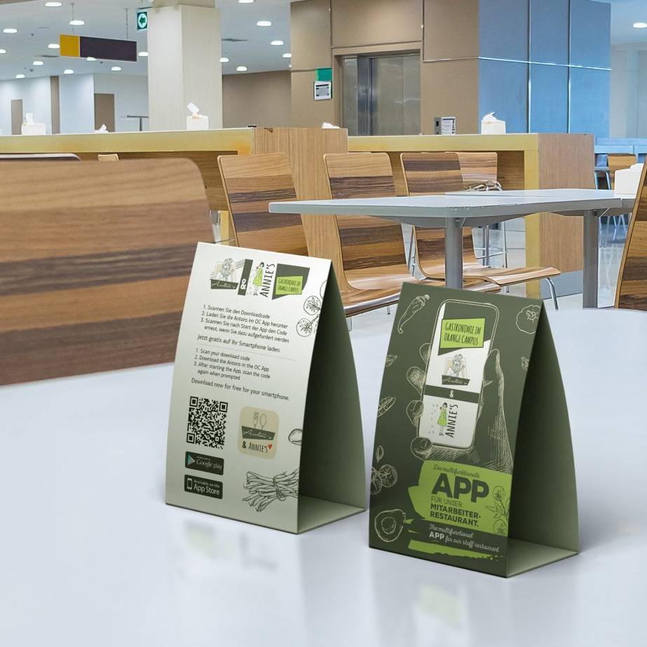 Marketing package from kamasys: Table display in the canteen