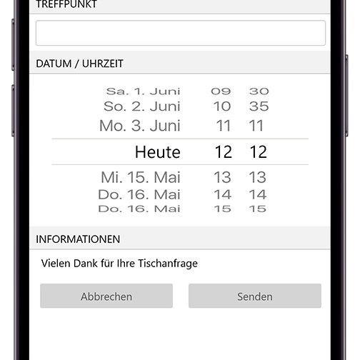 kamasys App Tischanfrage